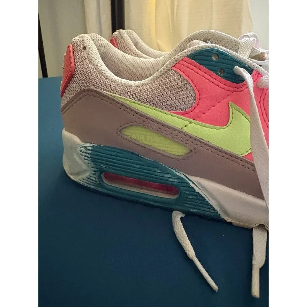 Nike Air Max 90 Highlight Volt Pink,Women's Low Top Lace Up Mesh DC1865-600, 7.5
